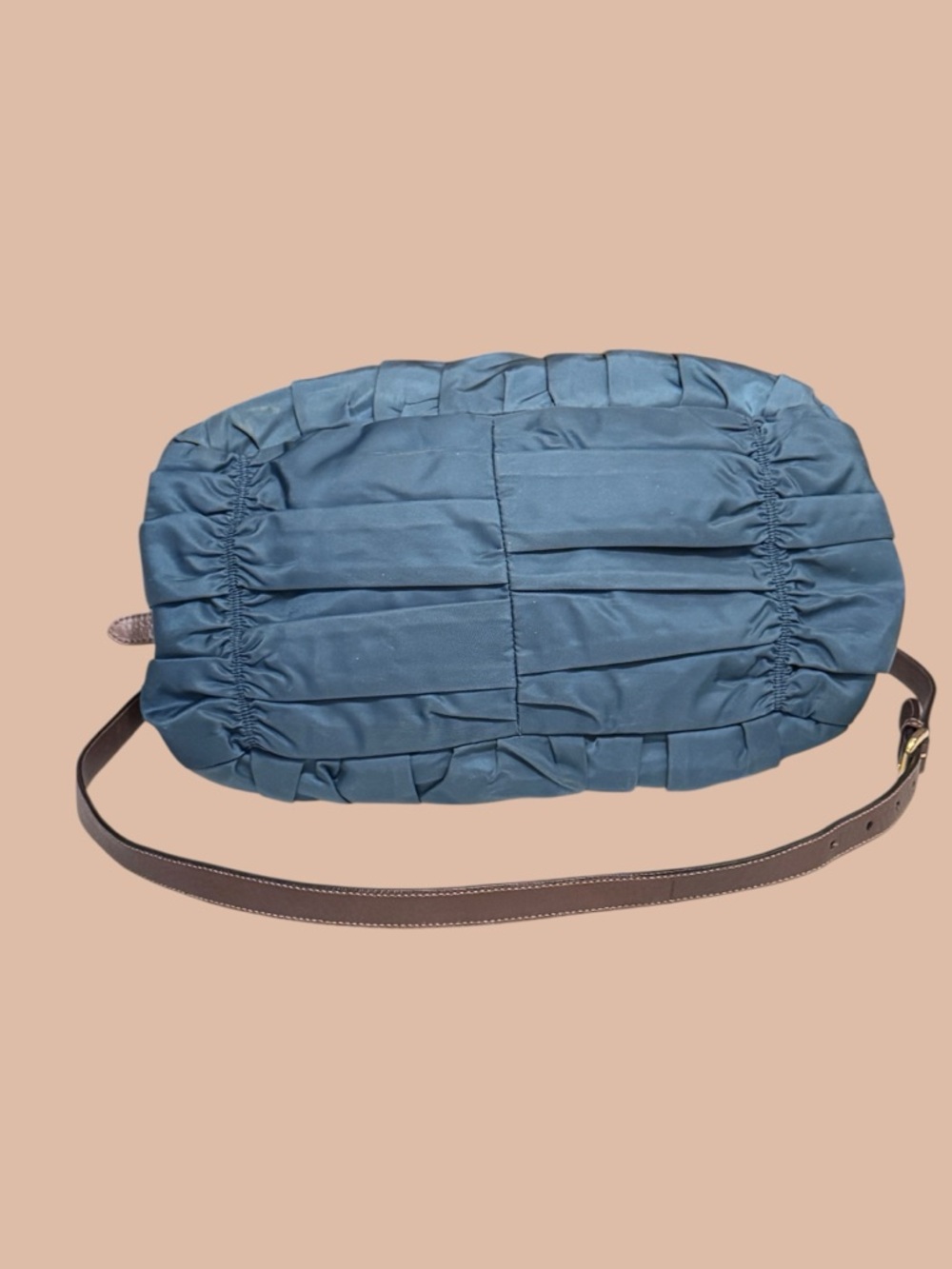 PRADA Gaufre Teal Blue Nylon Boho Leather Bag - Picture 4 of 9